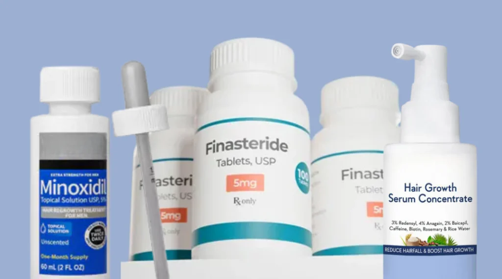minoxidil, finasteride and hair growth serums